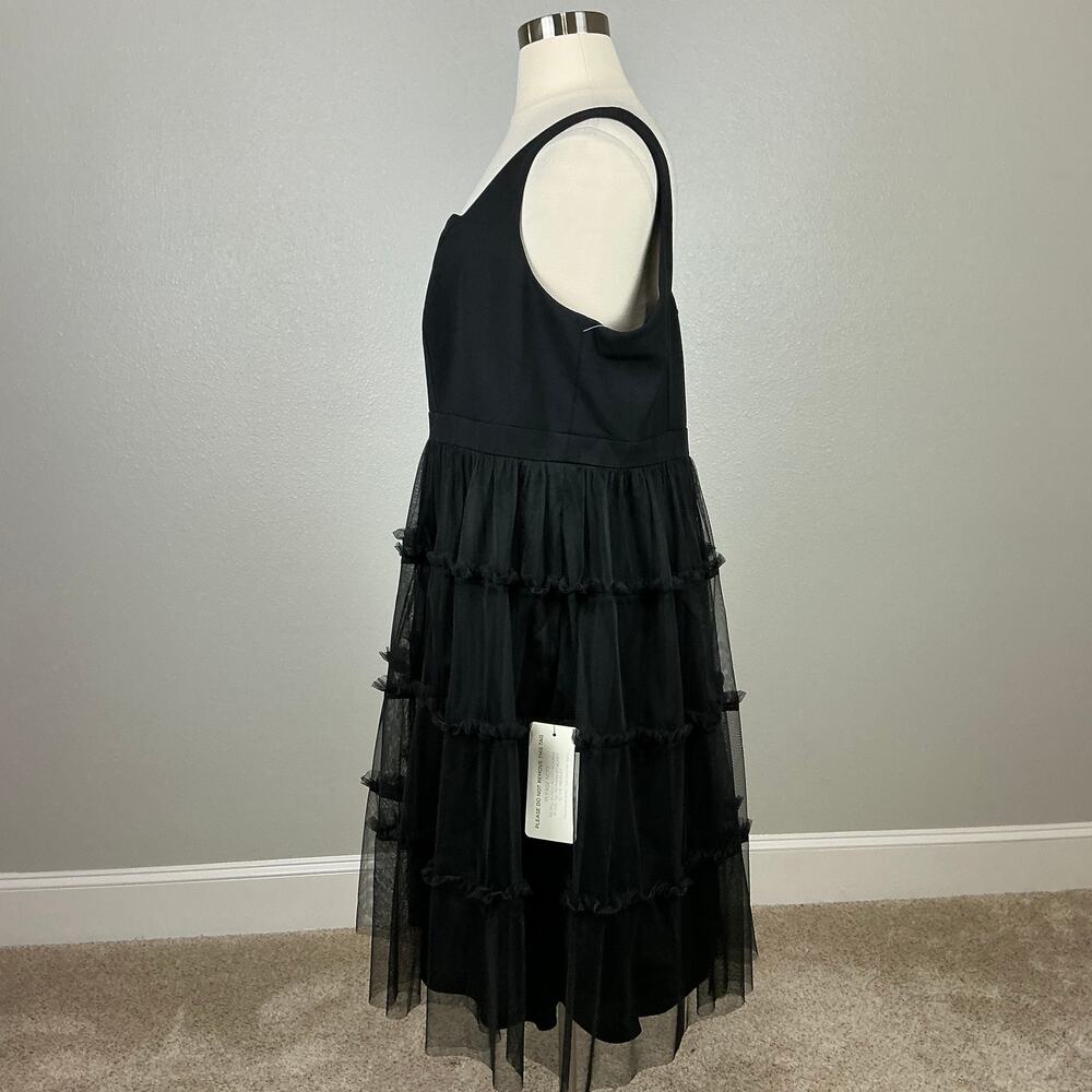Adrianna Papell Women's Cocktail Dress Size 24W Black Tulle Midi Fit and Flare - Picture 6 of 13